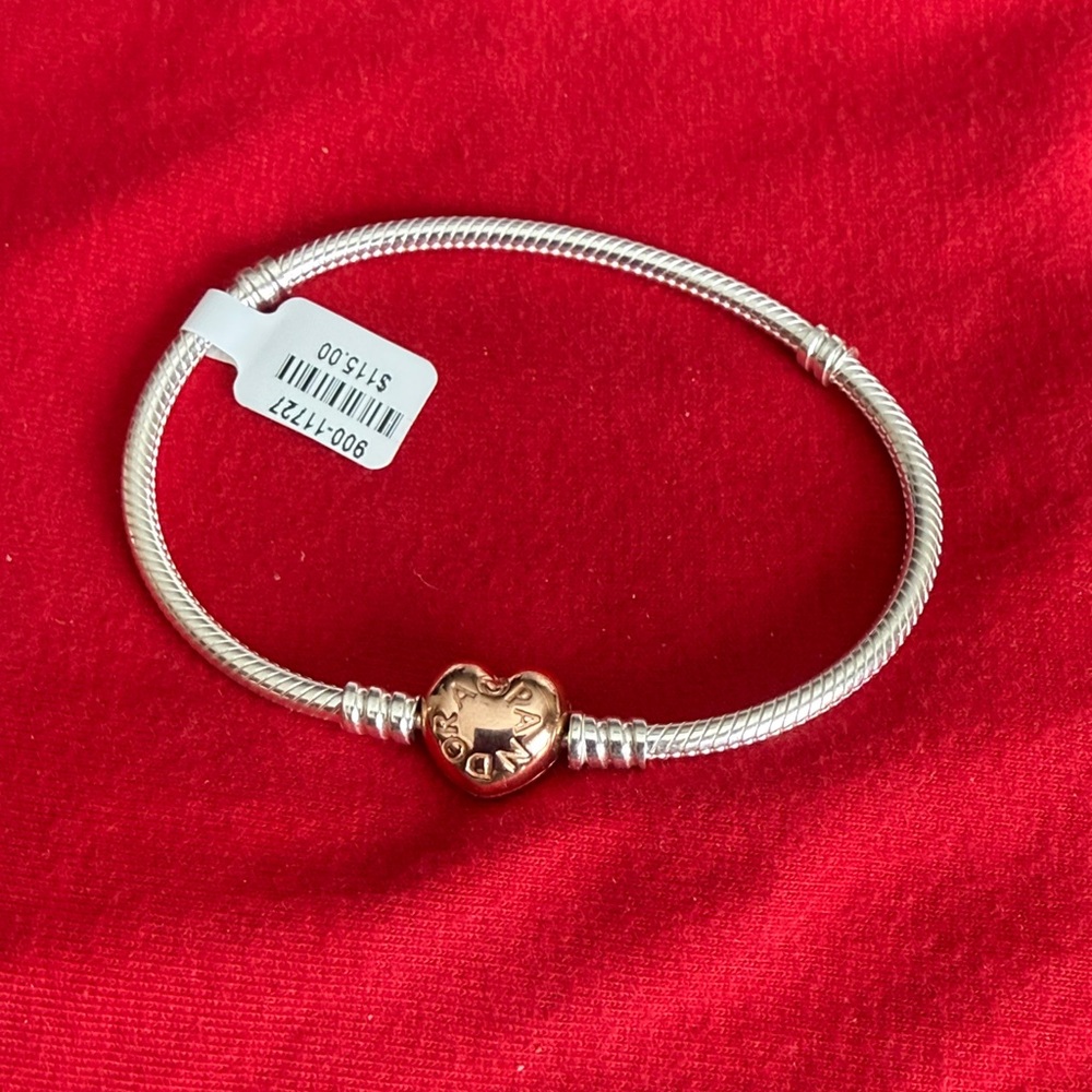 Pandora Silver Bracelet with Rose Heart Charm